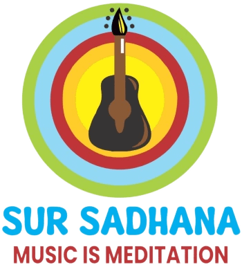 Music classes Colorful logo of "Sur Sadhana Music Academy in Pune" featuring a guitar and concentric circles with the tagline "Music is meditation. pune